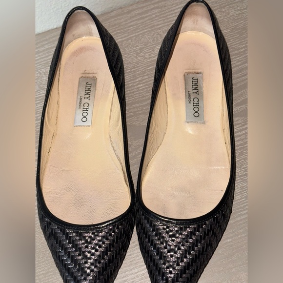 Jimmy Choo Aza Woven Leather Metallic Threaded Black Heels size 39.5. 9.5 - Picture 6 of 12